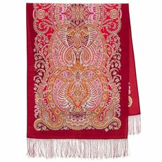 Шарф Павловопосадская платочная мануфактура,150х60 см, one size, красный