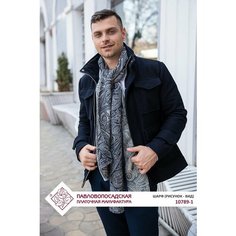 Шарф Павловопосадская платочная мануфактура,190х40 см, one size, синий/серый