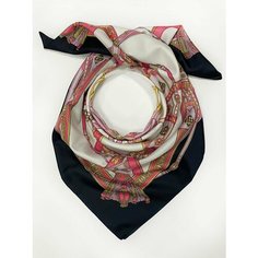 Платок VENERA,90х90 см, розовый, черный, желтый, белый