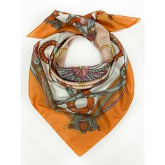Платок VENERA,90х90 см, белый, зеленый, оранжевый, розовый