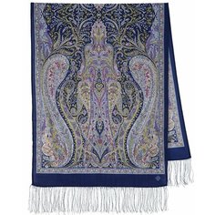 Шарф Павловопосадская платочная мануфактура,150х60 см, one size, синий