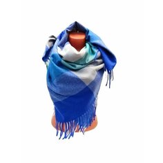 Платок Cashmere, серый, голубой, синий, зеленый