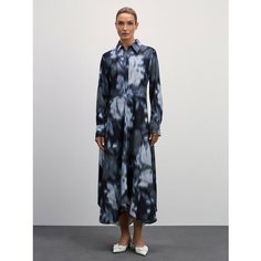Платье Zarina, размер S (RU 44)/170, черный цветы крупные