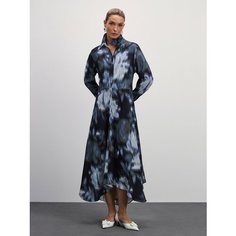 Платье Zarina, размер XS (RU 42)/170, черный цветы крупные