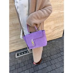 Сумка кросс-боди Shapely, фактура бархатистая, лавандовый