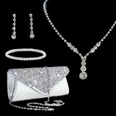 Комплект бижутерии: серьги, колье, браслет, белый Jane Pull