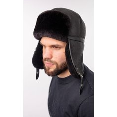 Шапка ушанка Ярмарка шапок, размер 59, черный