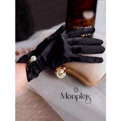 Перчатки MONPLEIS Вечерняя коллекция, размер onesize (6-8), черный