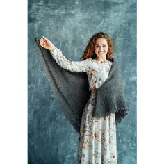 Шаль Легендарные Пуховые Платки,150х150 см, серый меланж (252)