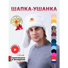 Шапка ушанка Шапка ушанка мужская, женская, утепленная, демисезон, зима, размер 62, белый Нет бренда