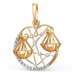 Подвеска The Jeweller, красное золото, 585 проба, фианит, золотистый