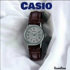 Наручные часы CASIO, серебряный, коричневый