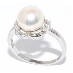 Кольцо Silver WINGS, серебро, 925 проба, фианит, жемчуг культивированный, размер 16.5