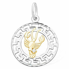 Подвеска The Jeweller, серебро, 925 проба, родирование, фианит, золотистый, серебристый