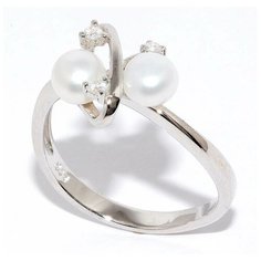 Кольцо Silver WINGS, серебро, 925 проба, фианит, жемчуг культивированный, размер 17.5