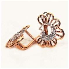 Серьги The Jeweller, красное золото, 585 проба, фианит, , золотистый