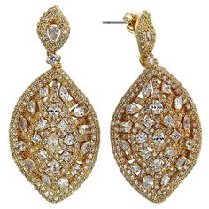 Серьги с подвесками Эстет, сталь, фианит, , золотистый