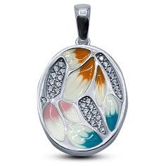Подвеска Silver WINGS, серебро, 925 проба, эмаль, фианит, серебристый