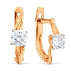 Серьги The Jeweller, красное золото, 585 проба, фианит, , золотистый