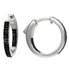 Серьги конго The Jeweller, серебро, 925 проба, родирование, нанокристалл, размер 20 мм, , серебристый/черный