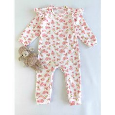 Комбинезон СветЛена, закрытая стопа, размер 80, розовый/ белый