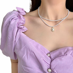 Колье Fashion jewelry, жемчуг имитация, длина 35 см, жемчужный