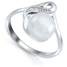 Кольцо Silver WINGS, серебро, 925 проба, жемчуг культивированный, фианит, размер 16.5