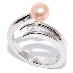 Кольцо Silver WINGS, серебро, 925 проба, фианит, жемчуг культивированный, размер 17