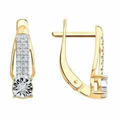 Серьги Diamant, комбинированное золото, 585 проба, бриллиант