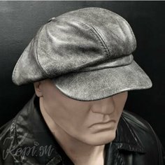 Картуз Kepi.su Кожаная кепи Вин с эффектом потертостей, размер 62, серый
