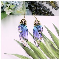 Серьги с подвесками, голубой, коричневый Murmure Shop