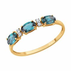 Кольцо SOKOLOV, красное золото, 585 проба, бриллиант, александрит синтетический, размер 18