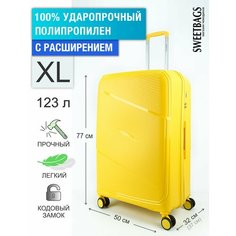 Чемодан Sweetbags, 123 л, размер XL, Желтый