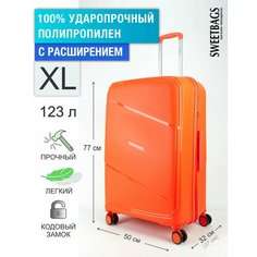 Чемодан Sweetbags, 123 л, размер XL, оранжевый