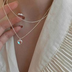 Колье, лунный камень, длина 40 см, розовый, серебряный, синий, мультиколор Minimalism Jewellery