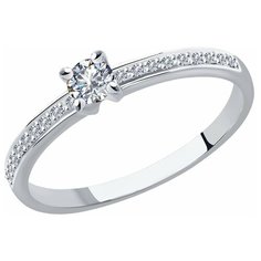 Кольцо помолвочное SOKOLOV, белое золото, 585 проба, бриллиант, размер 18, бесцветный