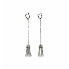 Серьги цепочки VERUSCHKA JEWELRY, фианит, размер 100 мм, серый