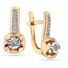 Серьги Master Brilliant, комбинированное, красное, белое золото, 585 проба, бриллиант, , золотистый
