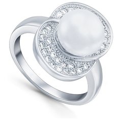 Кольцо Silver WINGS, серебро, 925 проба, фианит, жемчуг культивированный, размер 16.5