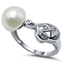 Кольцо Silver WINGS, серебро, 925 проба, жемчуг культивированный, фианит, размер 16.5