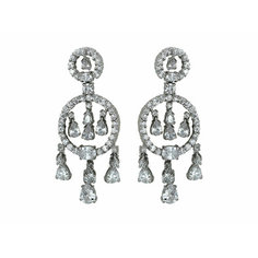 Серьги с подвесками Эстет, сталь, фианит, , серебристый