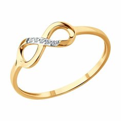 Кольцо Diamant, красное золото, 585 проба, бриллиант, размер 18.5