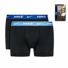 Трусы NIKE, комплект из 2 шт., размер M, черный, голубой, синий