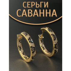 Серьги конго, циркон, размер 28 мм, золотой Без бренда