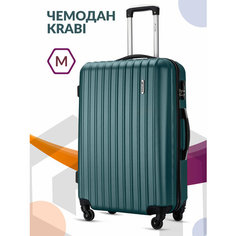 Чемодан Lcase Krabi, 63 л, размер M, темно-зеленый