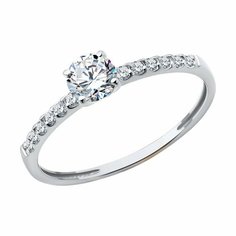 Кольцо Diamant, белое золото, 585 проба, фианит, размер 17