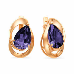 Серьги Яхонт, золото, 585 проба, александрит, , фиолетовый