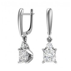 Серьги с подвесками The Jeweller, серебро, 925 проба, родирование, фианит, , серебристый