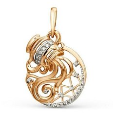 Подвеска The Jeweller, красное золото, 585 проба, фианит, золотистый