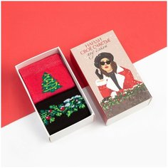 Носки Kaftan, комплект, 2 пары, размер 36/40, черный/красный